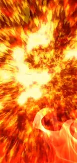 Fiery explosion wallpaper with bright orange flames.