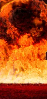 Dynamic explosion with fiery clouds and intense colors.