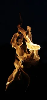 Vibrant fiery flame on dark background, perfect for mobile wallpaper.