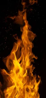 Mobile wallpaper featuring dynamic orange flames on a dark background.