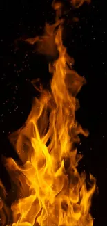 Dynamic flames against a dark background, perfect for mobile wallpaper.