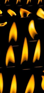 Abstract yellow flames pattern on black.