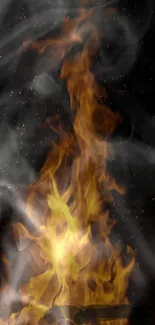 Vibrant flames on a dark background wallpaper