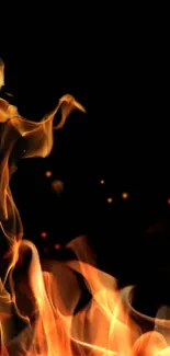 Vibrant flames dancing against a dark background in this mobile wallpaper.