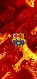 Fiery abstract football club wallpaper featuring vibrant reds and oranges.