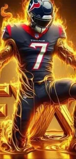 Football player in fiery energy with gold and red hues on mobile wallpaper.