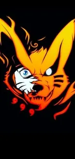 Dynamic fiery orange fox illustration on black background.