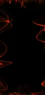 Mobile wallpaper with vibrant orange flames against a deep black background.