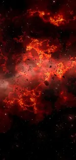 Fiery red and orange cosmic explosion mobile wallpaper.