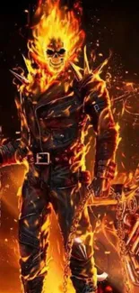 Dynamic Ghost Rider wallpaper with intense flames.