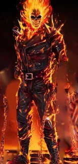 Ghost Rider wallpaper with fiery flames and dramatic lighting.