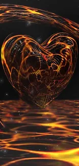 Fiery heart glowing against a cosmic black background.