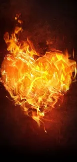 Fiery heart engulfed in flames mobile wallpaper.