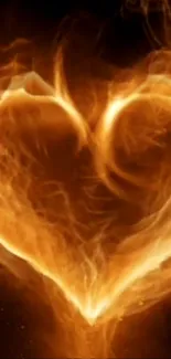 Fiery heart with flaming design on a dark backdrop.