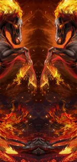 Fiery horse with flames fantasy wallpaper for mobile.