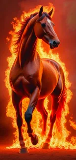 Glowing fiery horse mobile wallpaper art.