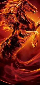 Fiery horse in flames mobile wallpaper with dynamic design.