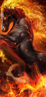 Fiery horse artwork with dynamic flames and rich colors.