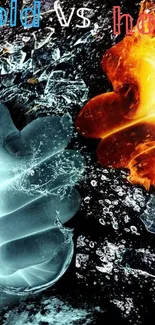 Fiery and icy hands clashing in a dynamic wallpaper.