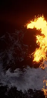 Dynamic fiery and icy elements collision wallpaper.