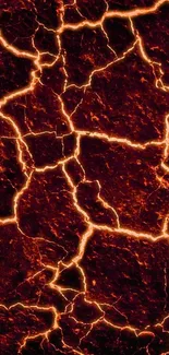 Fiery lava cracked design mobile wallpaper with red and orange tones.