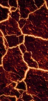 Fiery lava cracks mobile wallpaper with glowing orange lines.