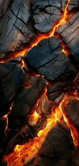 Mobile wallpaper with fiery lava cracks.