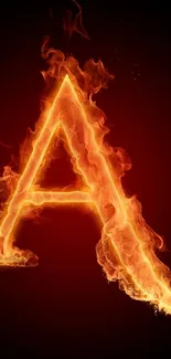 Fiery letter A on dark background smartphone wallpaper.