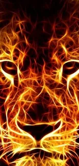 Fiery abstract lion wallpaper with vibrant orange tones.