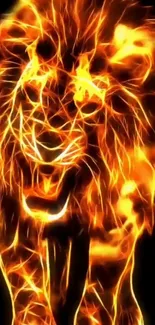 Fiery orange abstract lion glowing artwork wallpaper.