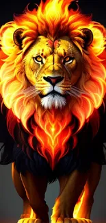 Fiery lion with vibrant mane in digital artwork.