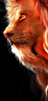 Fiery depiction of a lion's head in digital art style.