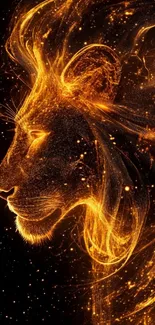 A fiery glow art lion head wallpaper.