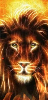 Artistic fiery lion with glowing mane.