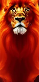 Fiery lion with glowing mane, mobile wallpaper.