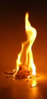 Fiery orange flame burning against a dark background.