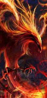 Fiery phoenix with blazing wings, enhancing screen appeal.