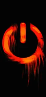 Fiery power button glowing on a dark background, perfect for tech-themed wallpapers.