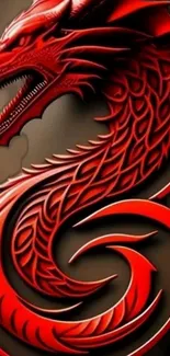 Fiery red dragon design wallpaper for mobile phone screen.