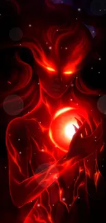 Mystical figure with red energy in dark fantasy art wallpaper.