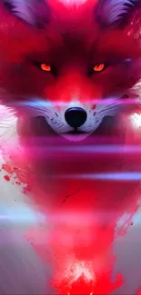 Fiery red fox digital artwork with mystical colors.