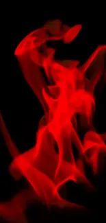 Red smoke swirls on a black background for phones.