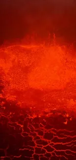 Fiery red volcanic eruption wallpaper with vibrant lava patterns.