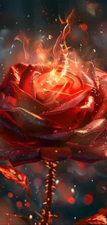 Fiery rose with blazing petals and vibrant colors.