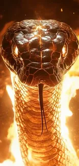 Fiery snake engulfed in flames with an intense gaze.