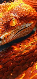 Fiery snake with vibrant orange scales.