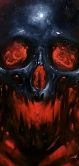 Fiery skull wallpaper with intense red hues and dark artistic theme.