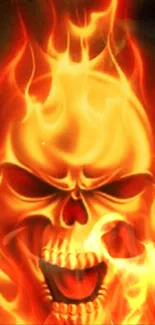 Fiery skull with vibrant flames wallpaper.