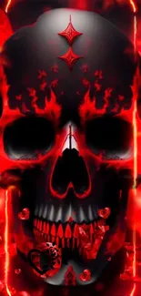 Fiery skull wallpaper with vibrant red and black contrast for phones.