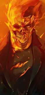 Fiery skull with flames mobile wallpaper.